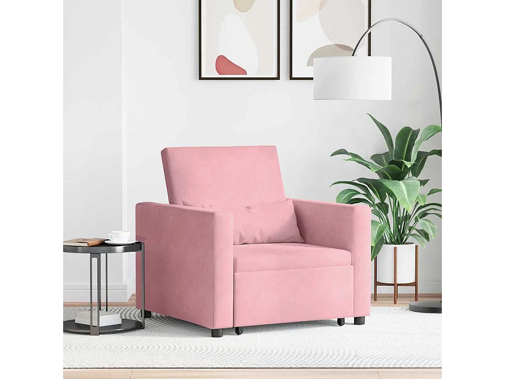 Einzel-Schlafsofa mit Rädern Hellrosa 90x165x87 cm Samt SHL97445