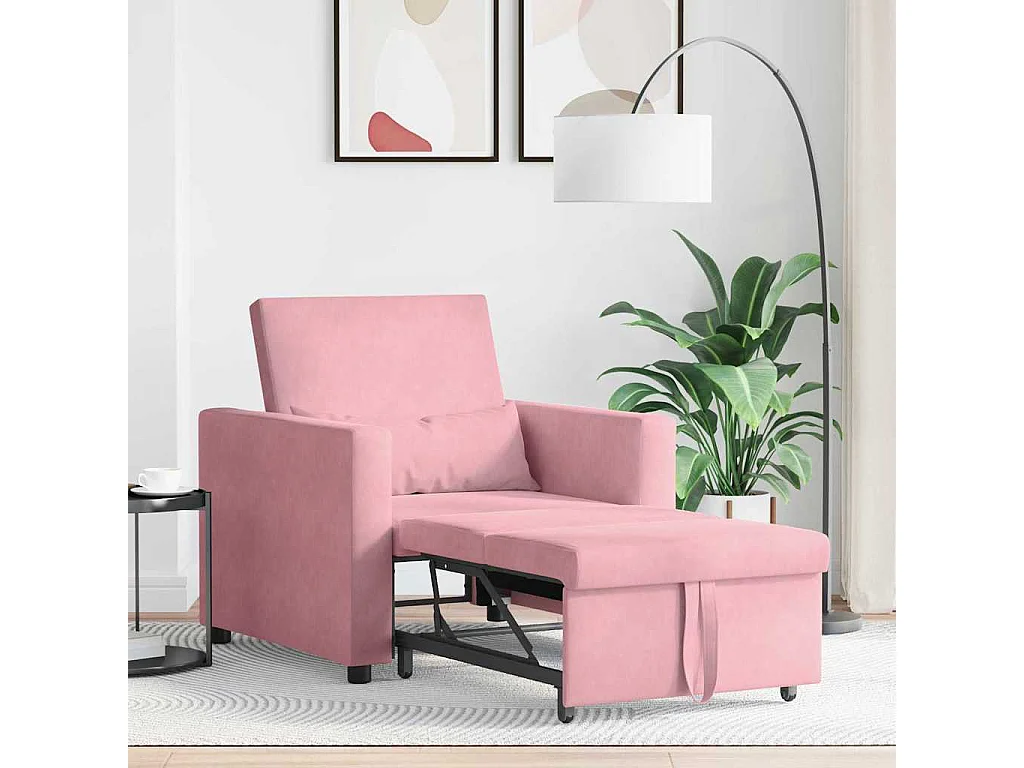 Einzel-Schlafsofa mit Rädern Hellrosa 90x165x87 cm Samt SHL97445