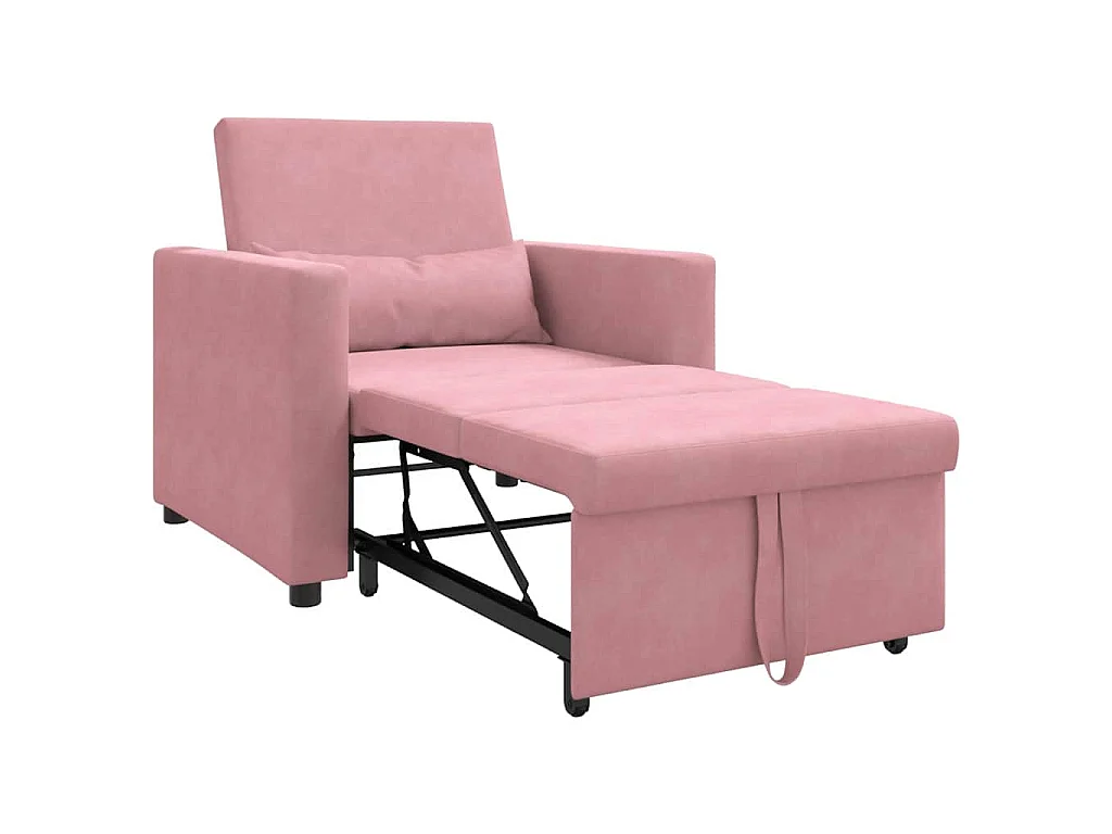 Einzel-Schlafsofa mit Rädern Hellrosa 90x165x87 cm Samt SHL97445