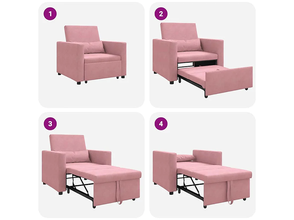 Einzel-Schlafsofa mit Rädern Hellrosa 90x165x87 cm Samt SHL97445