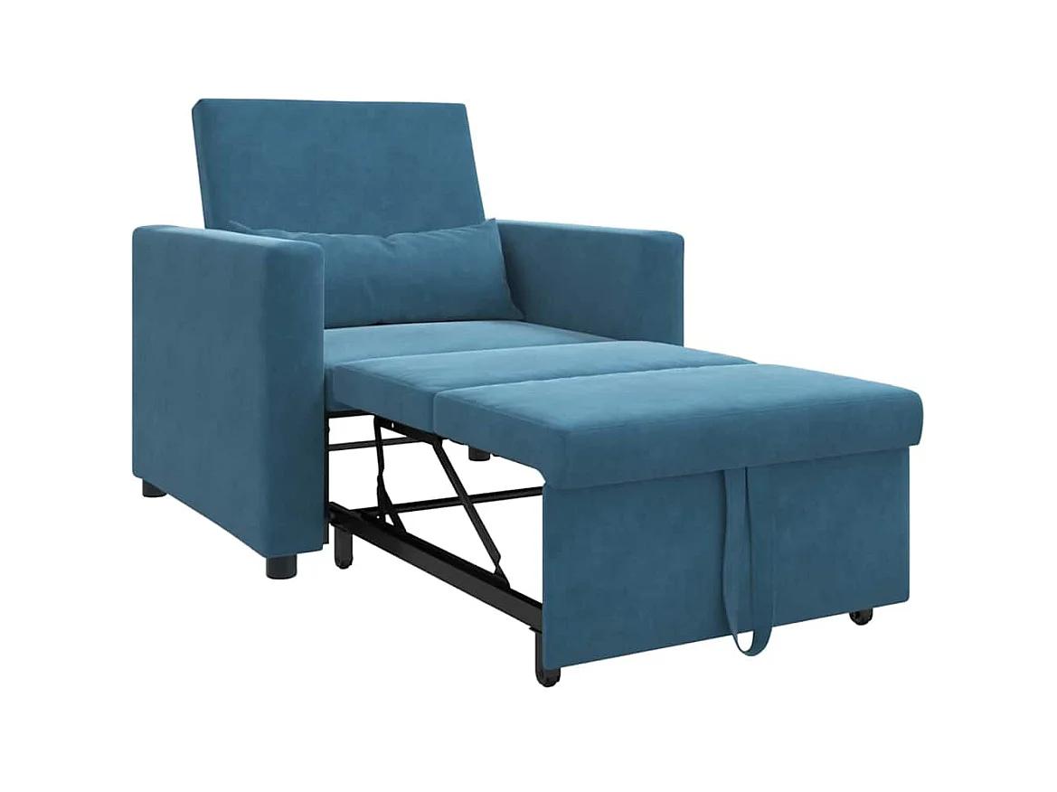 Sofá Cama Individual Azul 90x165x87 cm Terciopelo SHL6456