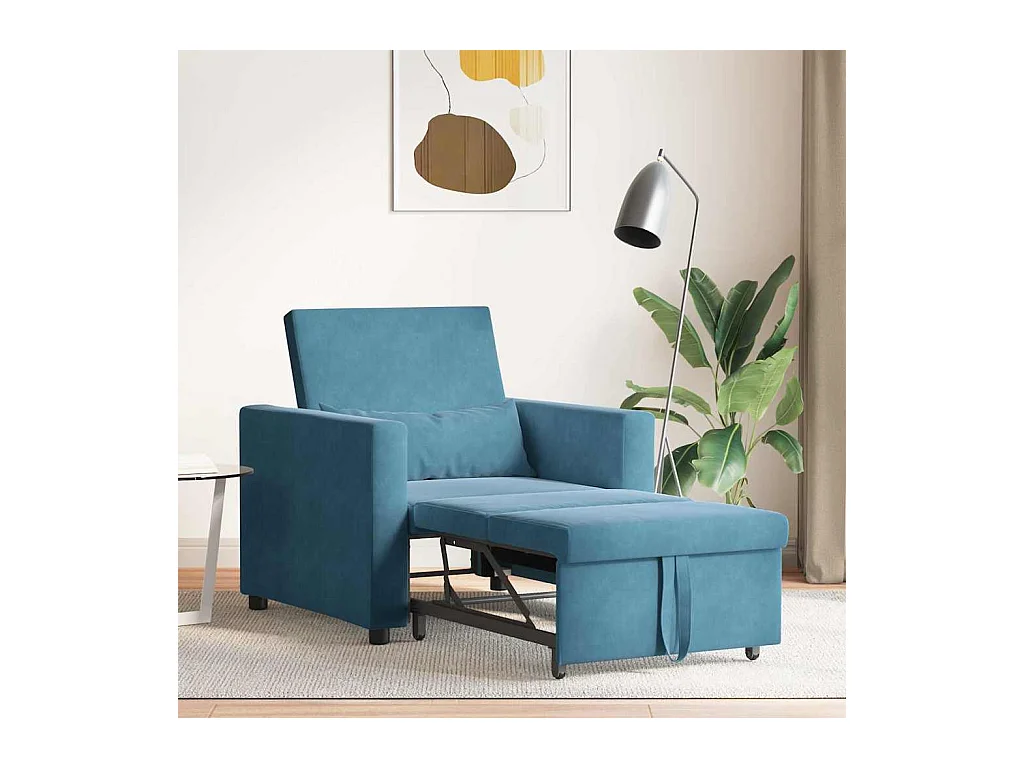 Sofá Cama Individual Azul 90x165x87 cm Terciopelo SHL6456