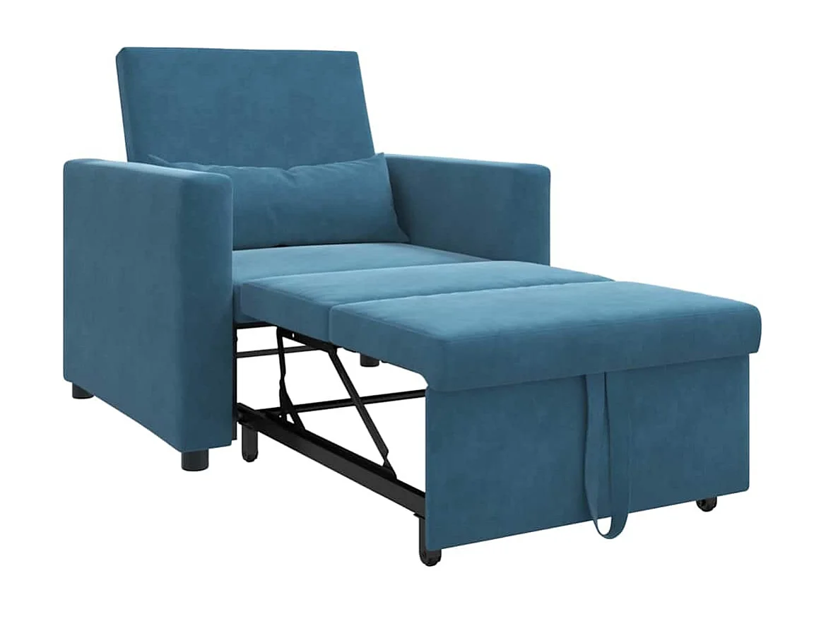 Fauteuil Salon-Chaise de relax-Chaise de Canapé Bleu 90x165x87 cm Velours SHL2776