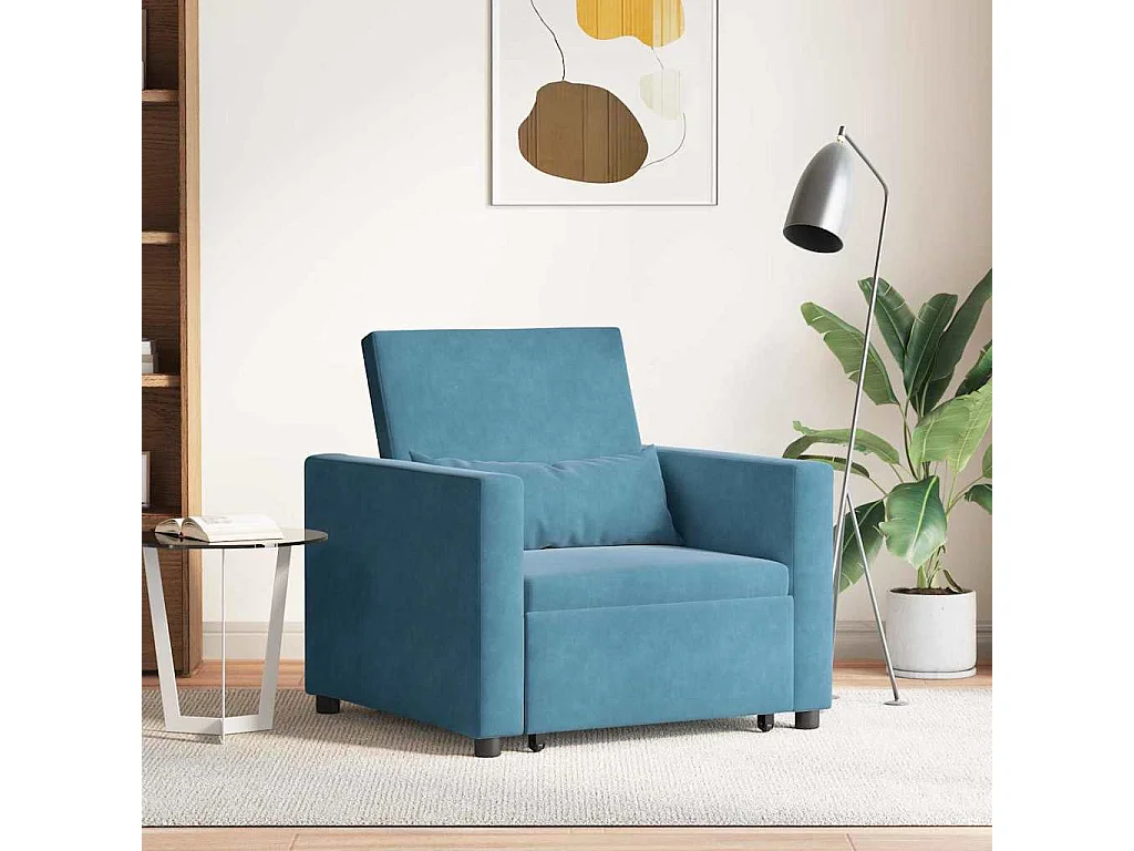Einzel-Schlafsofa mit Rädern Blau 90x165x87 cm Samt SHL91538