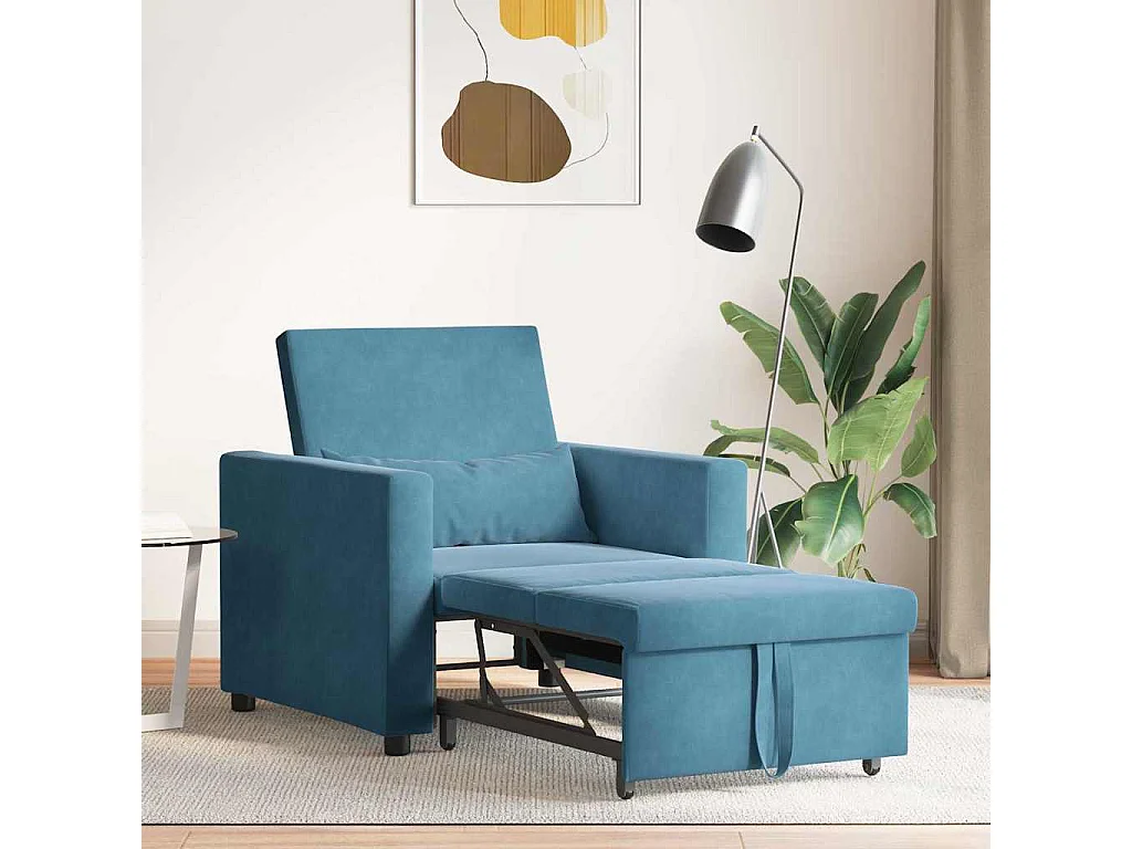 Einzel-Schlafsofa mit Rädern Blau 90x165x87 cm Samt SHL91538