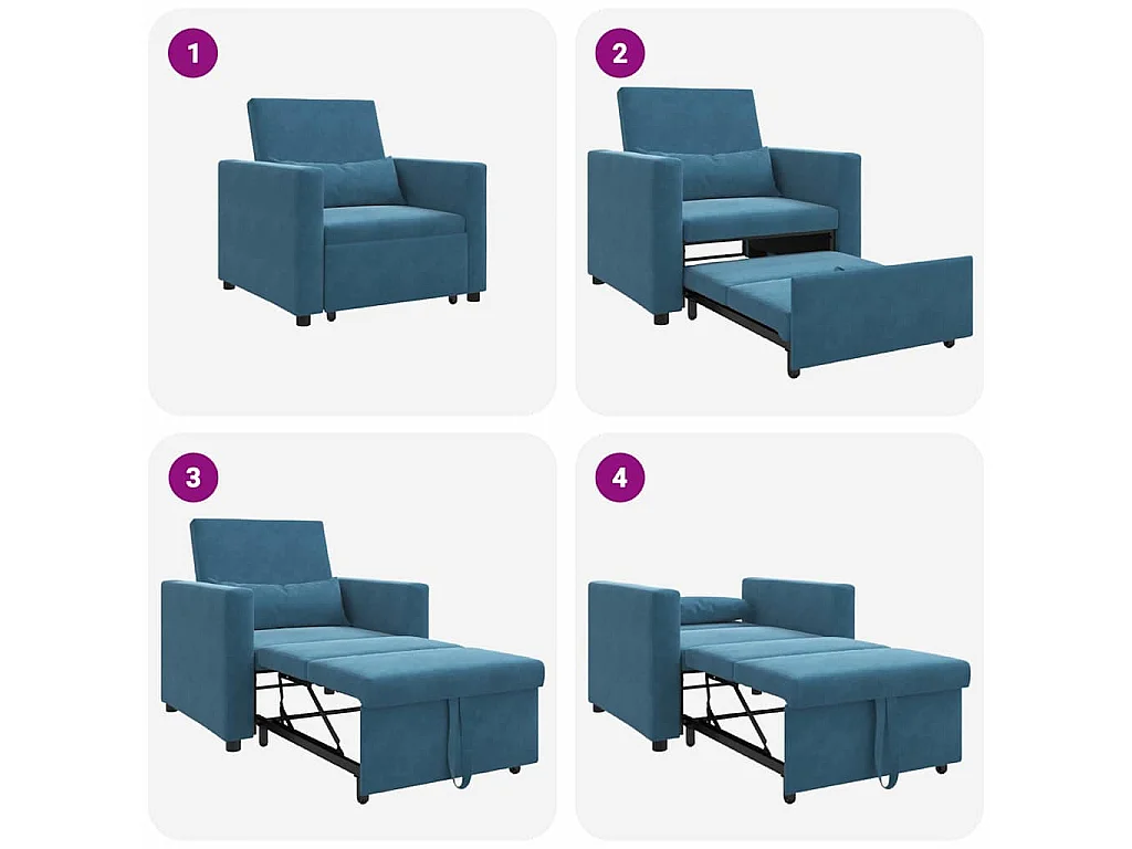 Einzel-Schlafsofa mit Rädern Blau 90x165x87 cm Samt SHL91538