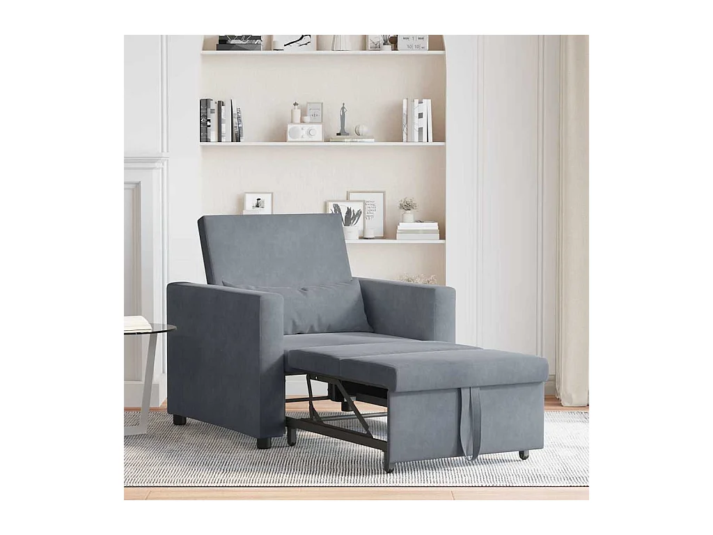 Sofá Cama Individual Gris oscuro 90x165x87 cm Terciopelo SHL2611