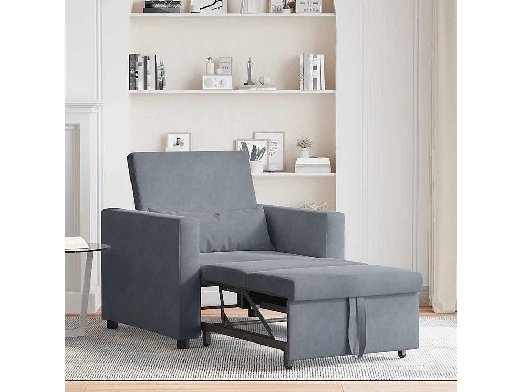 Fauteuil Salon-Chaise de relax-Chaise de Canapé Gris foncé 90x165x87 cm Velours SHL1171