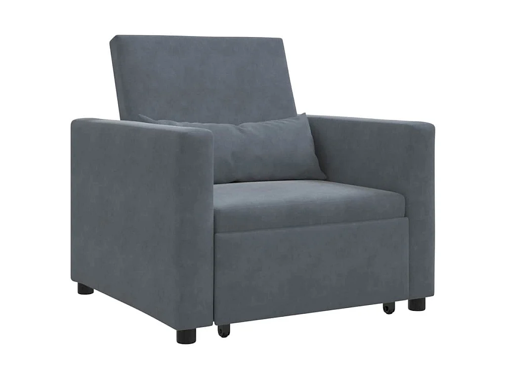 Einzel-Schlafsofa mit Rädern Dunkelgrau 90x165x87 cm Samt SHL56387