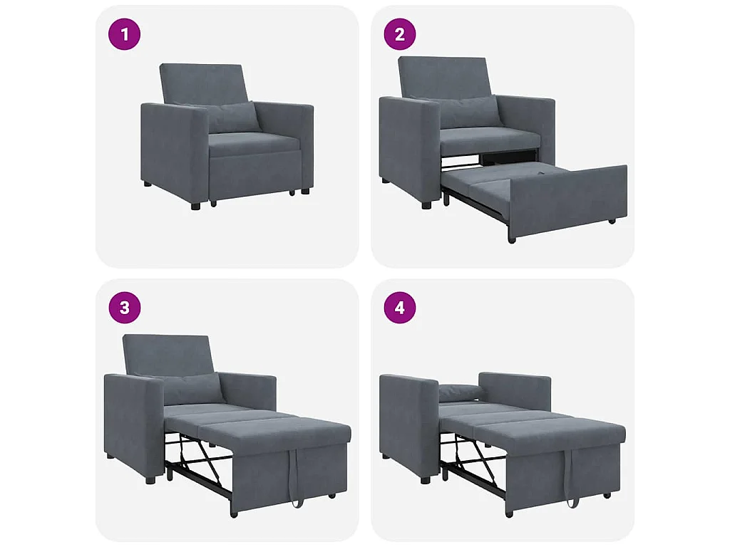 Einzel-Schlafsofa mit Rädern Dunkelgrau 90x165x87 cm Samt SHL56387