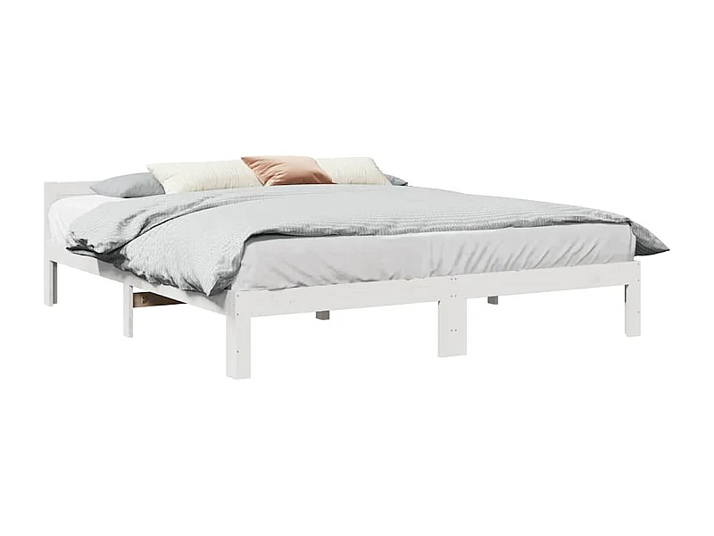 Letto per adulti | Letto matrimoniale | Giroletto senza Materasso Bianco 160x200 cm Legno Massello Pino