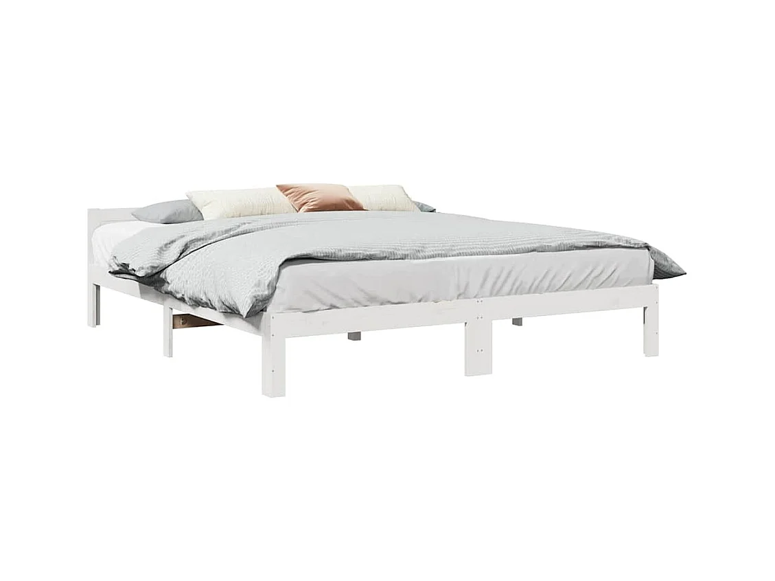 Letto per adulti | Letto matrimoniale | Giroletto senza Materasso Bianco 160x200 cm Legno Massello Pino