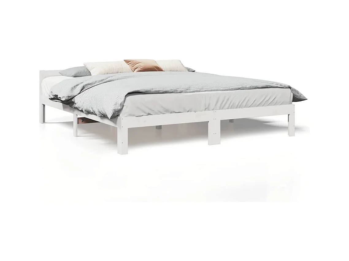 Letto per adulti | Letto matrimoniale | Giroletto senza Materasso Bianco 160x200 cm Legno Massello Pino