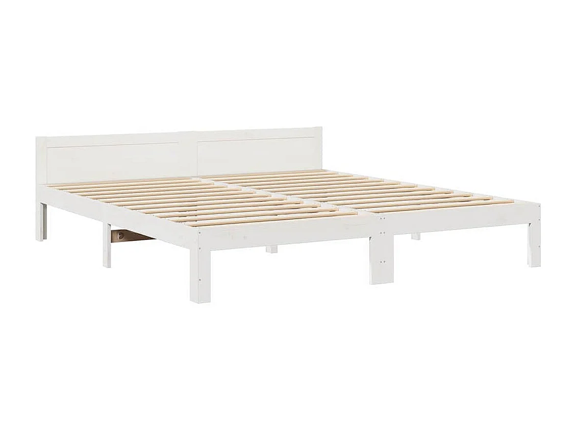 Lit double | Lit adulte | Cadre de lit blanc 160x200 cm bois de pin massif