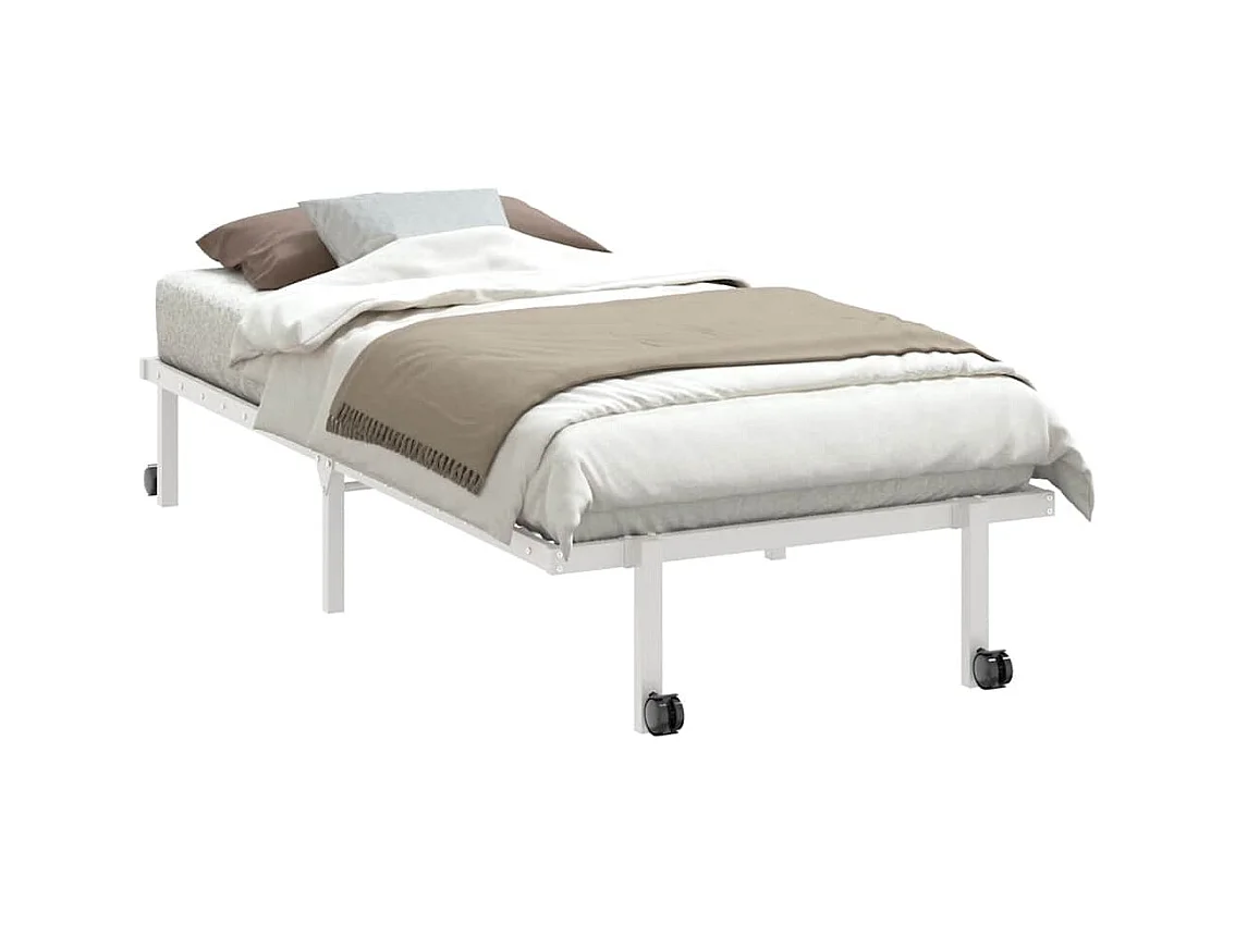 Lit simple | Lit adulte, enfant | Cadre de lit pliable blanc 90x200 cm acier