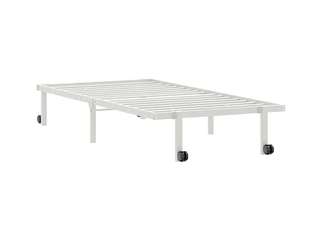 Lit simple | Lit adulte, enfant | Cadre de lit pliable blanc 90x200 cm acier