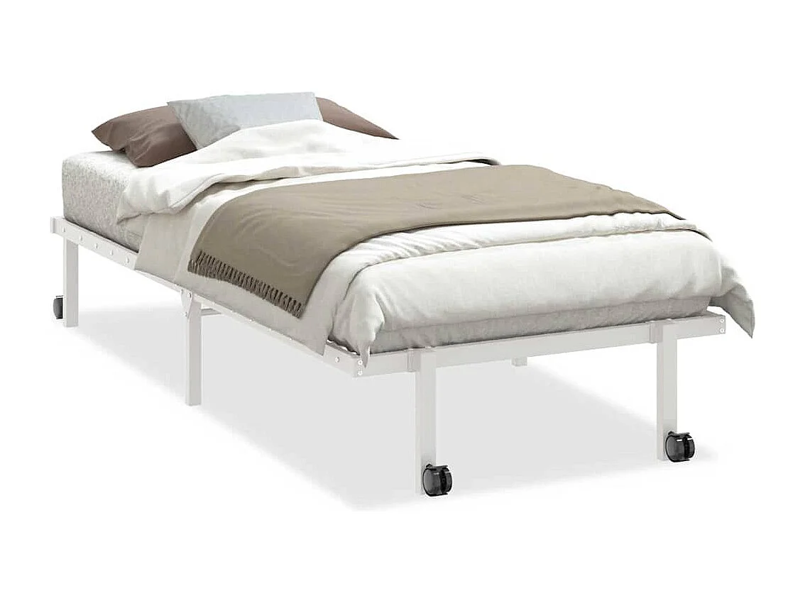 Lit simple | Lit adulte, enfant | Cadre de lit pliable blanc 90x200 cm acier