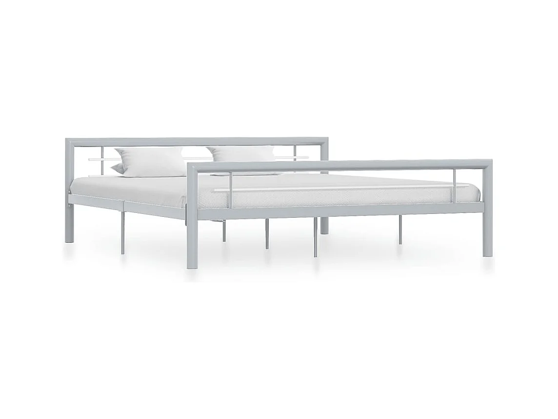 Lit double | Lit adulte | Cadre de lit gris et blanc métal 180x200 cm