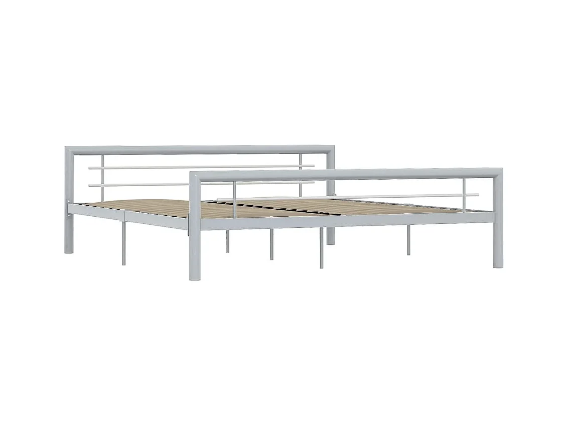 Lit double | Lit adulte | Cadre de lit gris et blanc métal 180x200 cm