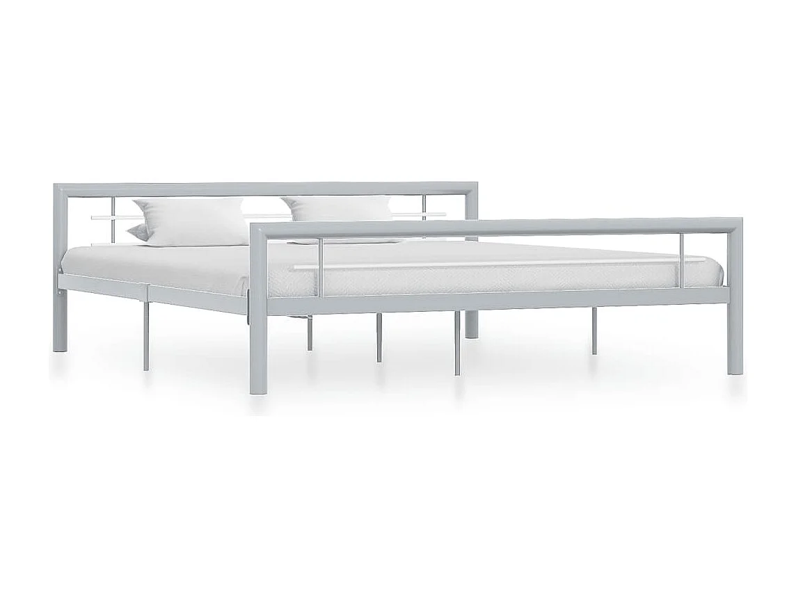 Lit double | Lit adulte | Cadre de lit gris et blanc métal 180x200 cm