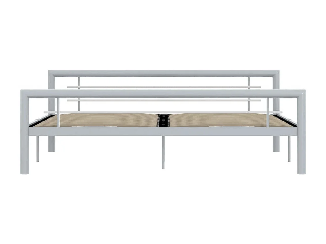 Lit double | Lit adulte | Cadre de lit gris et blanc métal 180x200 cm