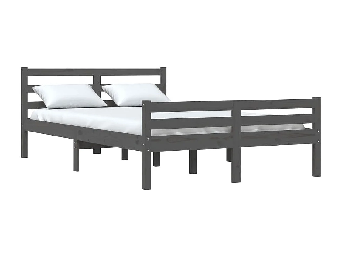 Lit double | Lit adulte | Cadre de lit gris bois massif 140x190 cm