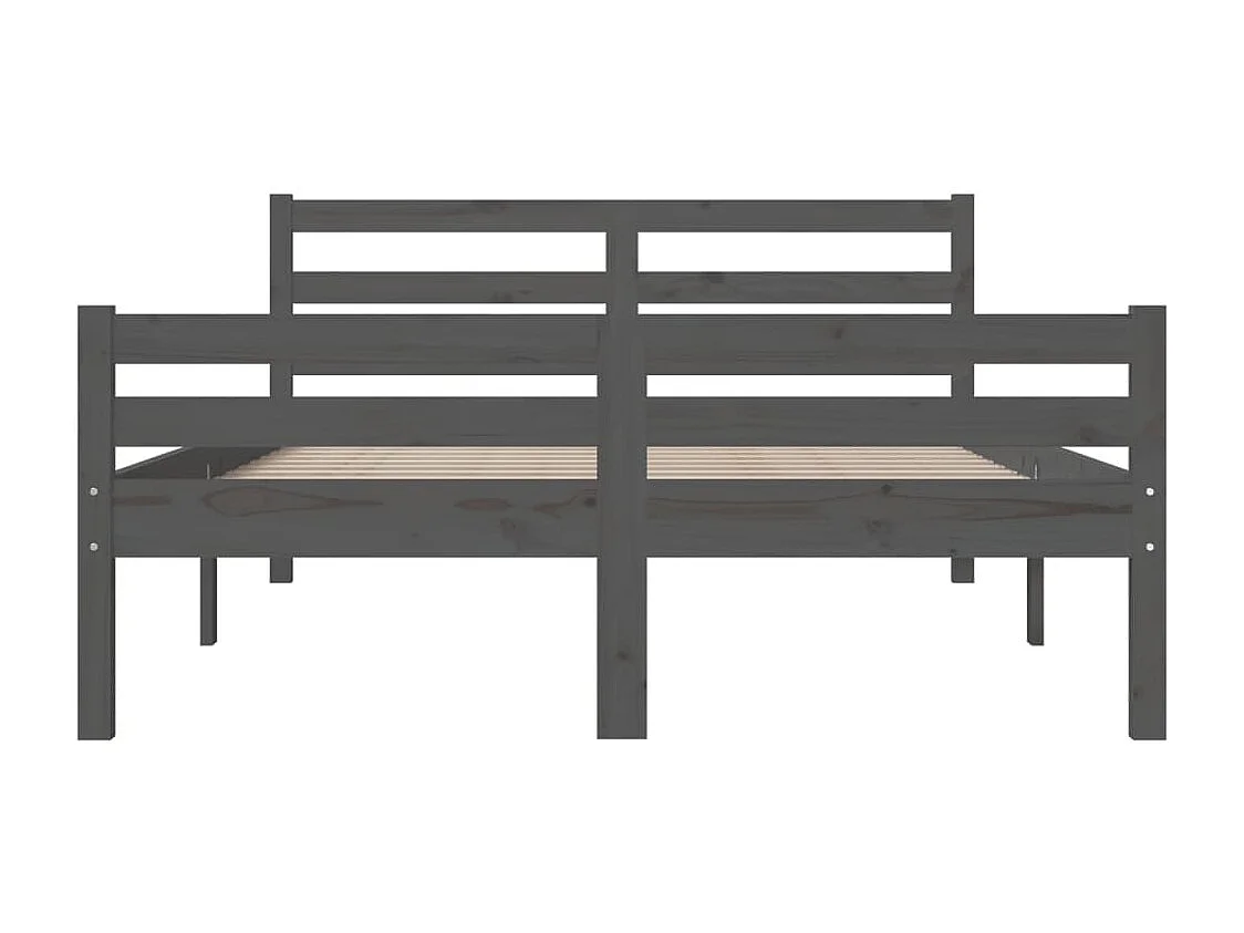 Lit double | Lit adulte | Cadre de lit gris bois massif 140x190 cm