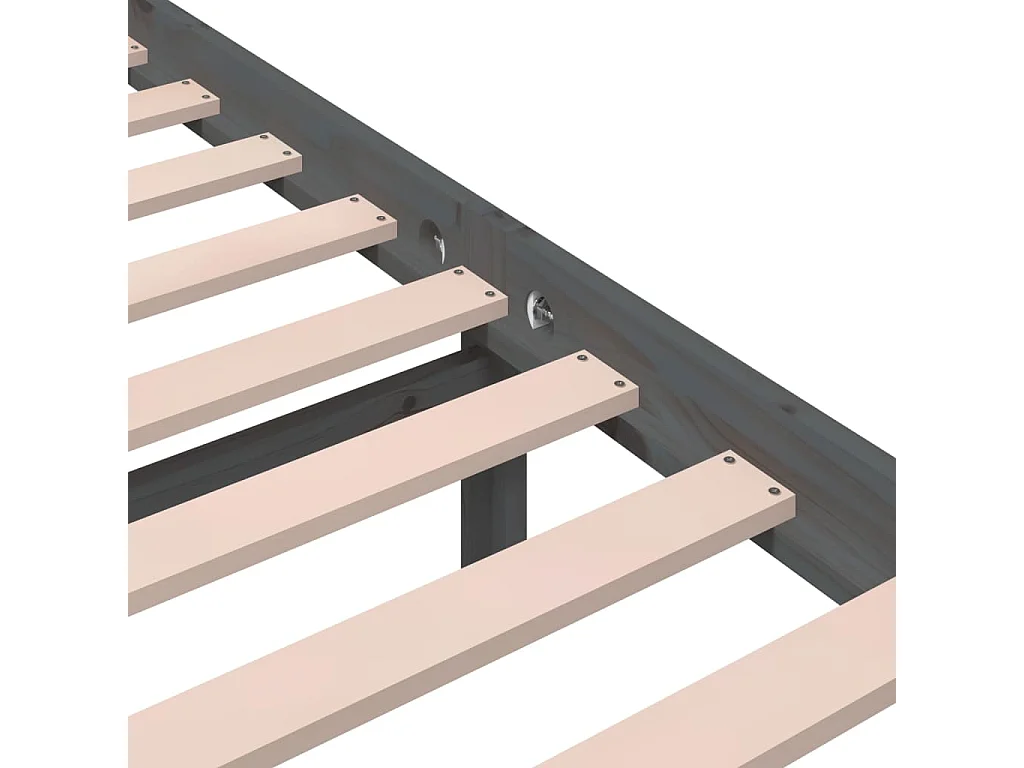 Lit double | Lit adulte | Cadre de lit gris bois massif 140x190 cm