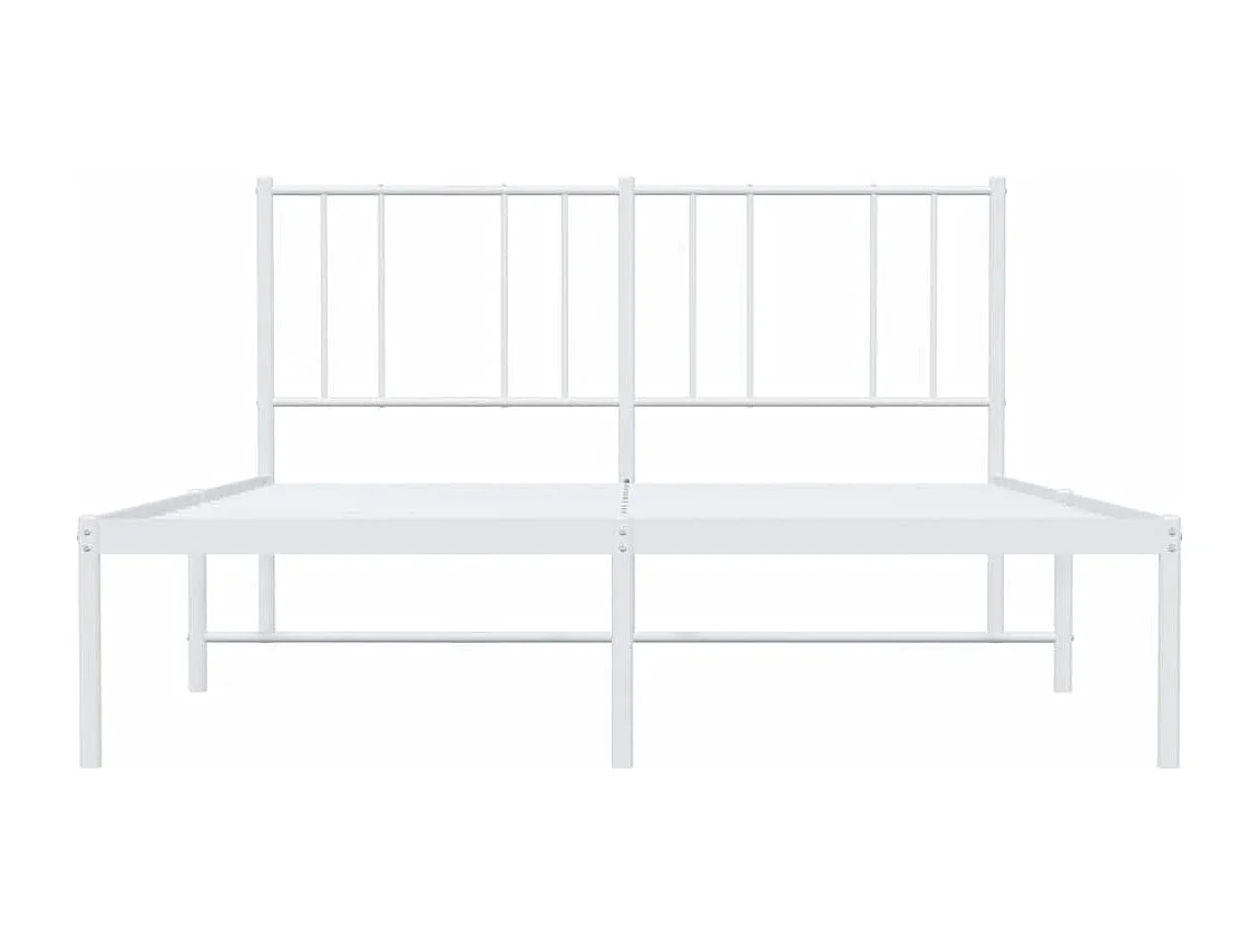 Lit simple | Lit adulte, enfant | Cadre de lit métal et tête de lit blanc 120x190 cm
