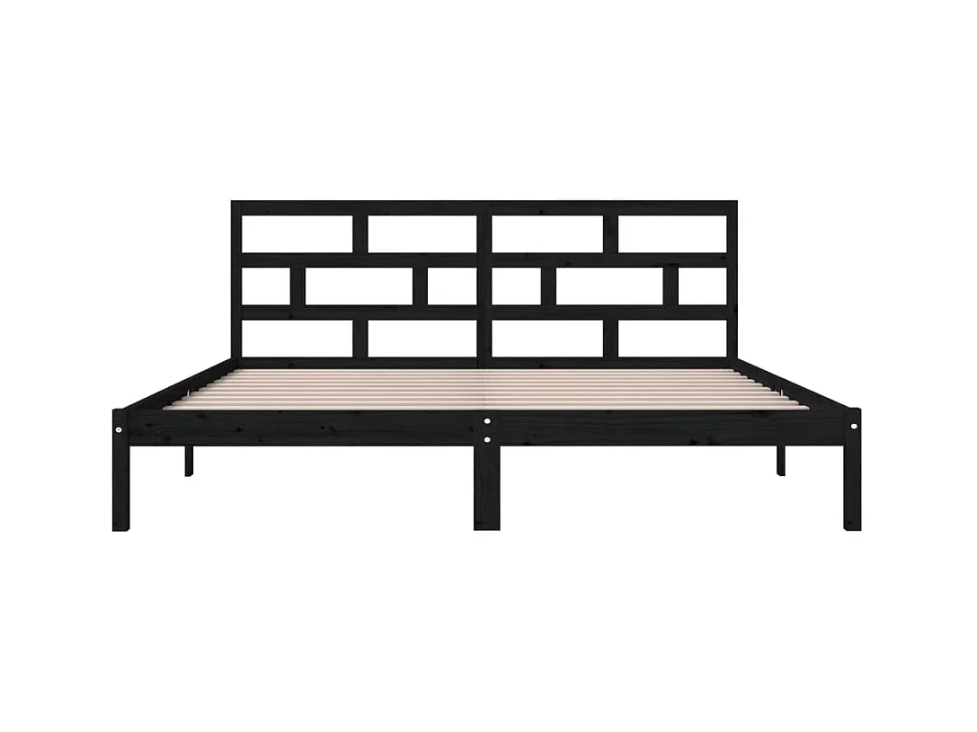 Lit double | Lit adulte | Cadre de lit noir bois massif 140x190 cm