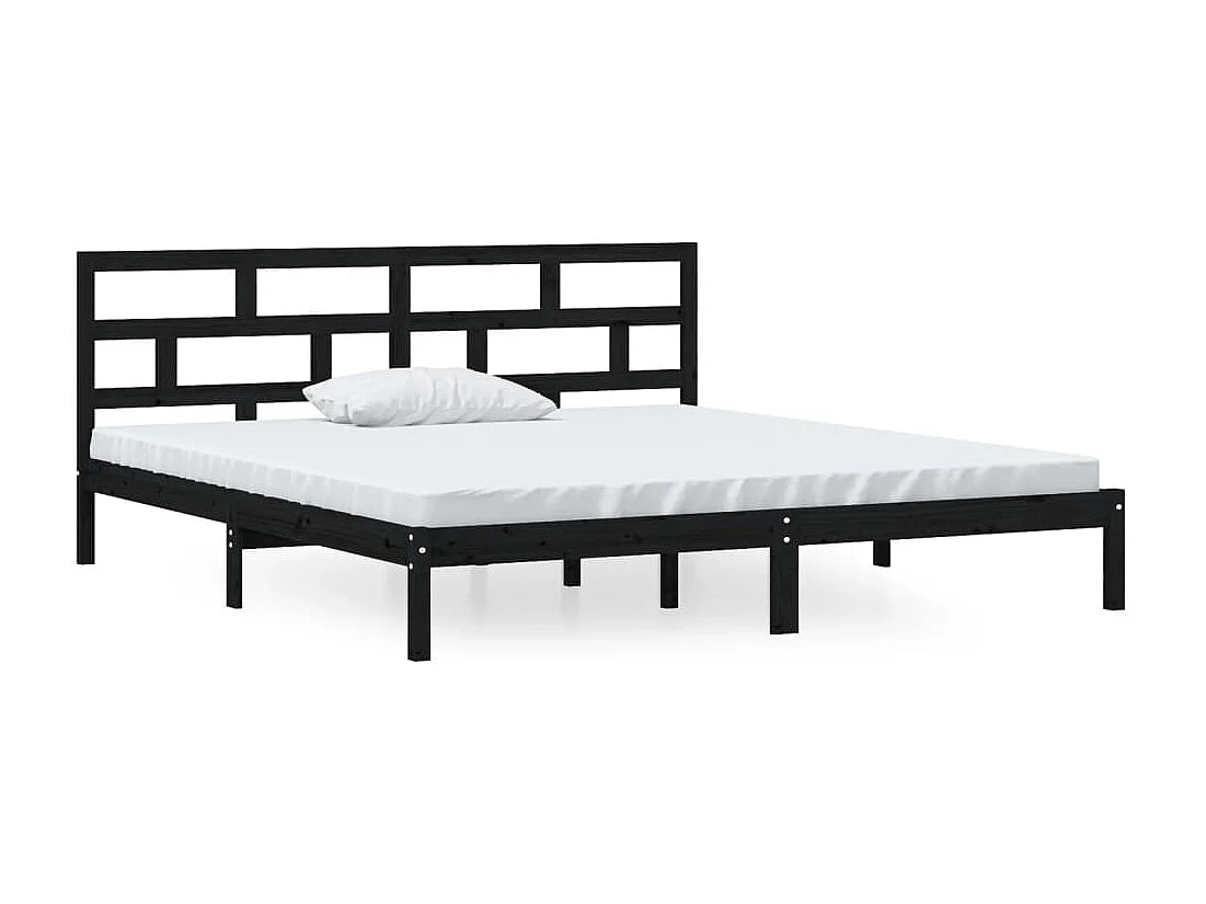 Lit double | Lit adulte | Cadre de lit noir bois massif 140x190 cm
