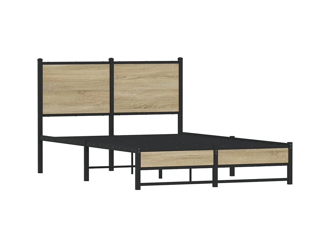 Lit simple | Lit adulte, enfant | Cadre de lit en métal chêne sonoma 120x200 cm