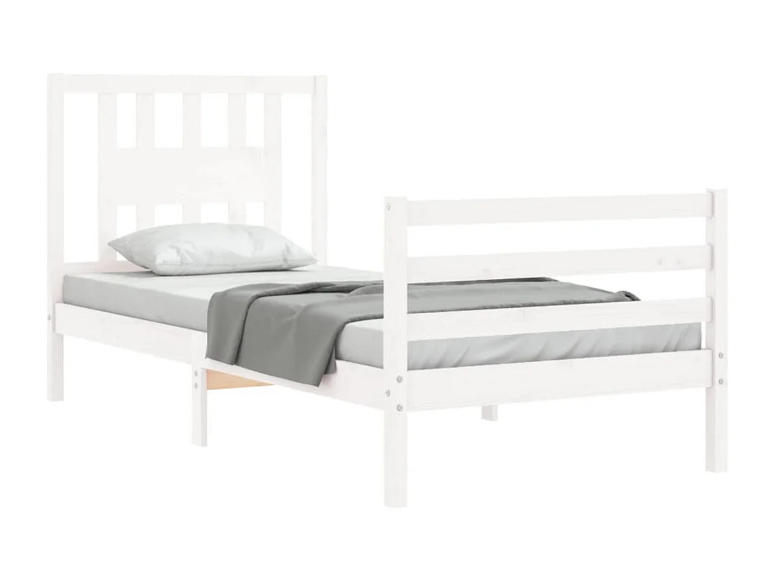 Lit simple | Lit adulte, enfant | Cadre de lit blanc 90x200 cm bois massif