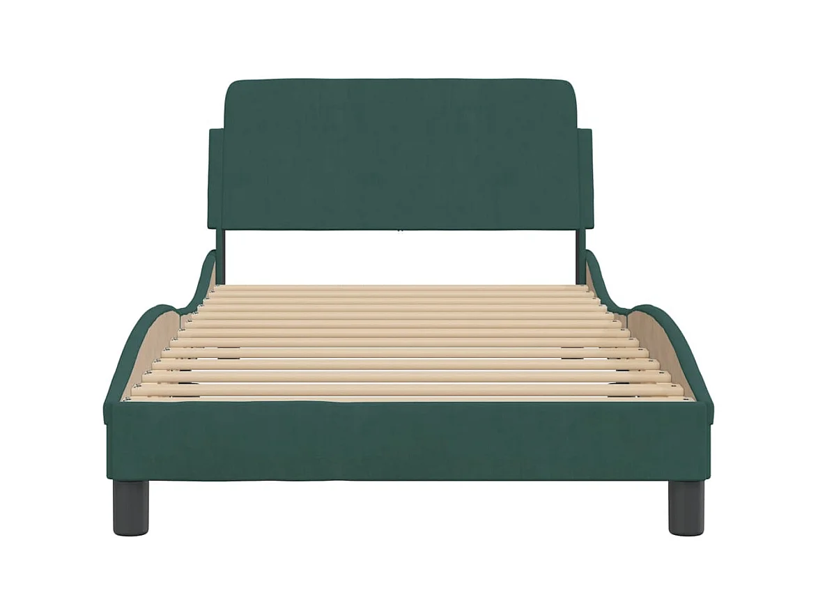 Lit simple | Lit adulte, enfant | Cadre de lit vert foncé 100x200 cm velours
