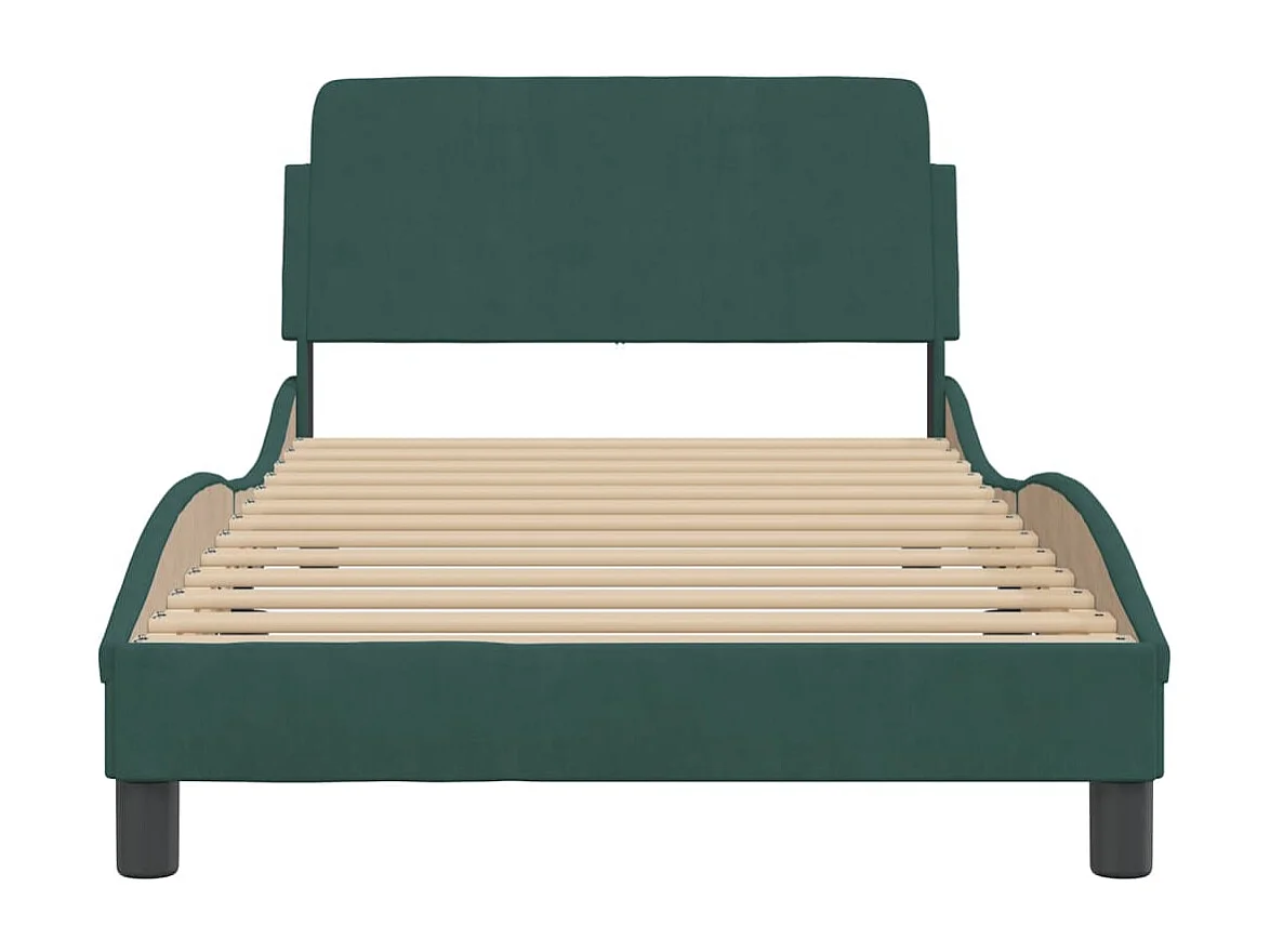 Lit simple | Lit adulte, enfant | Cadre de lit vert foncé 100x200 cm velours
