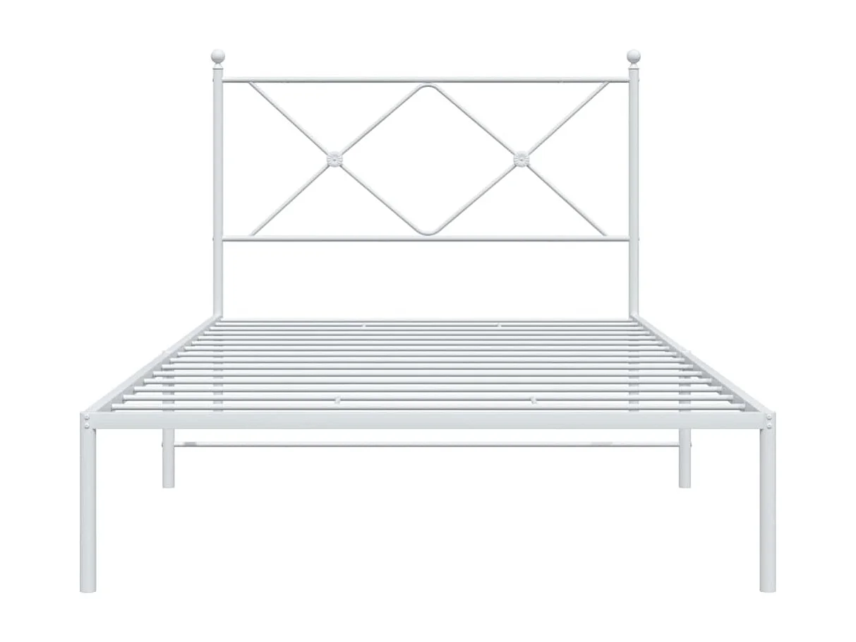 Lit simple | Lit adulte, enfant | Cadre de lit métal et tête de lit blanc 100x190 cm