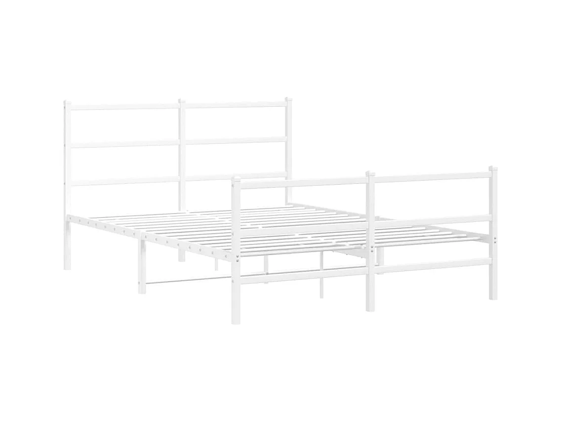 Lit double | Lit adulte | Cadre de lit métal et pied de lit blanc 135x190 cm