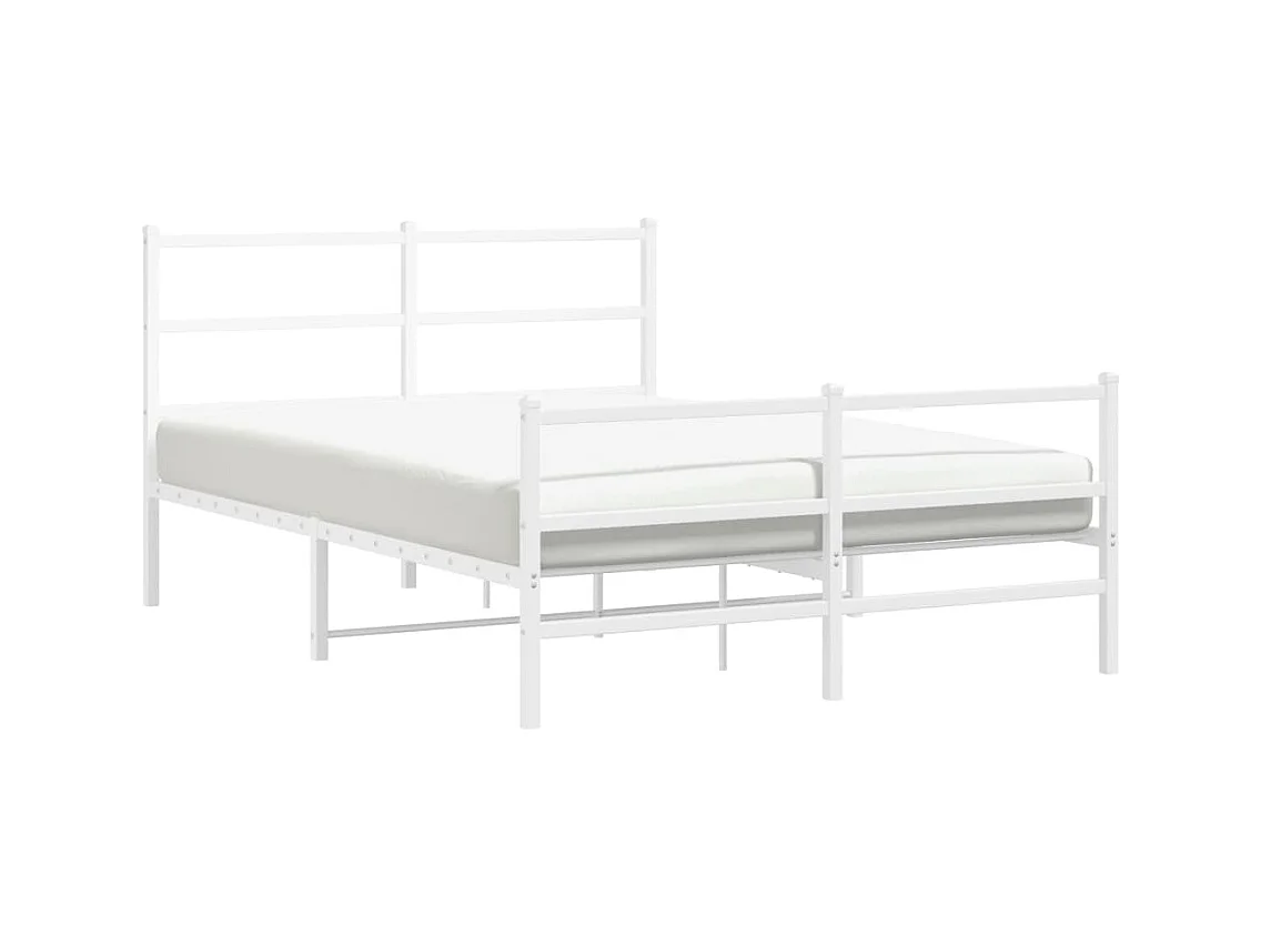 Lit double | Lit adulte | Cadre de lit métal et pied de lit blanc 135x190 cm
