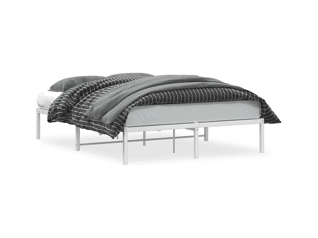 Lit double | Lit adulte | Cadre de lit métal blanc 135x190 cm