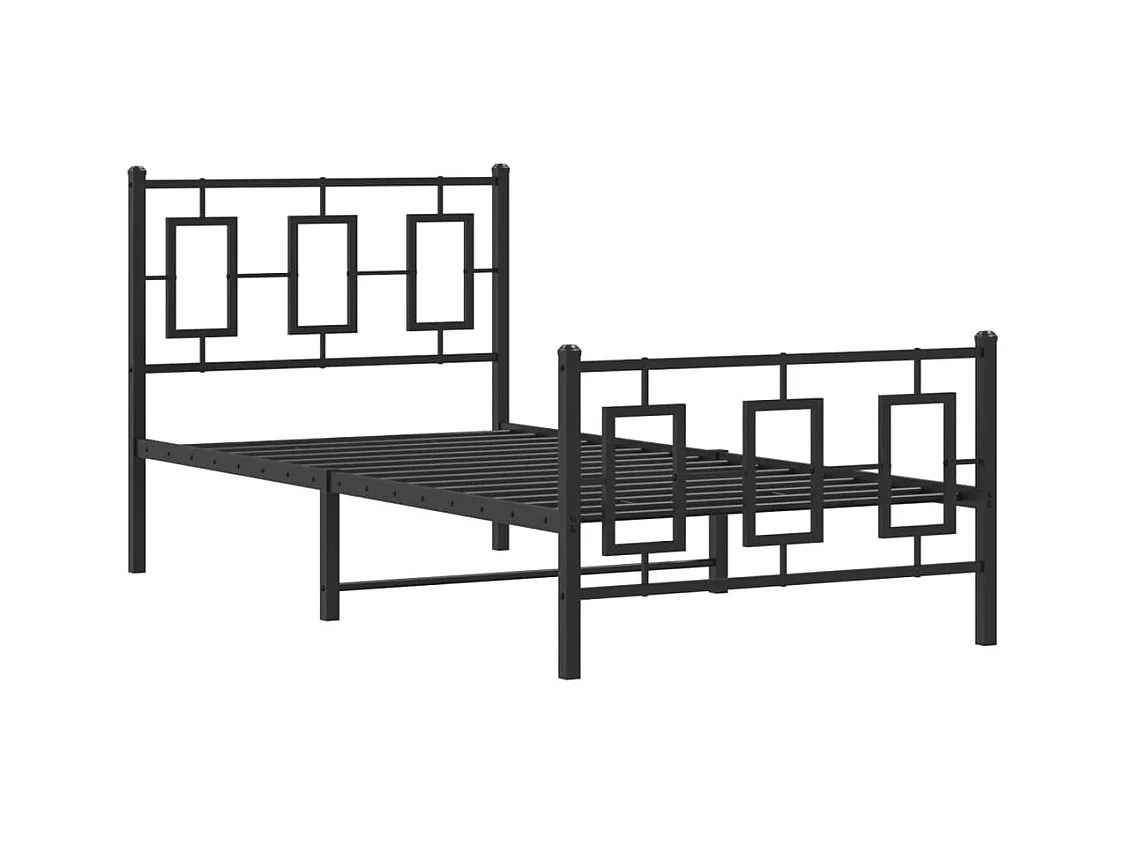 Lit simple | Lit adulte, enfant | Cadre de lit métal avec pied de lit noir 90x190 cm