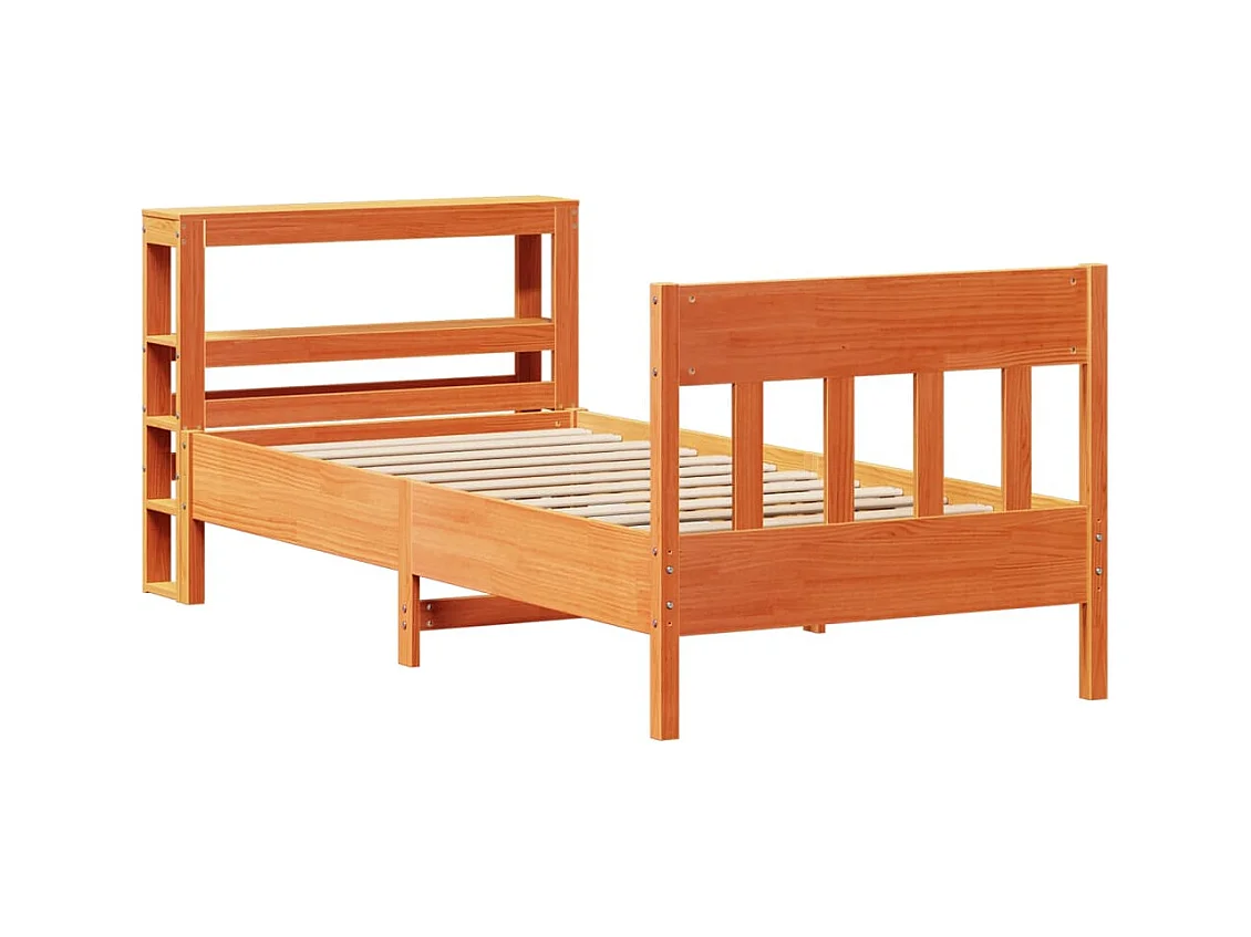 Lit simple | Lit adulte, enfant | Cadre de lit cire marron 75x190 cm bois pin massif