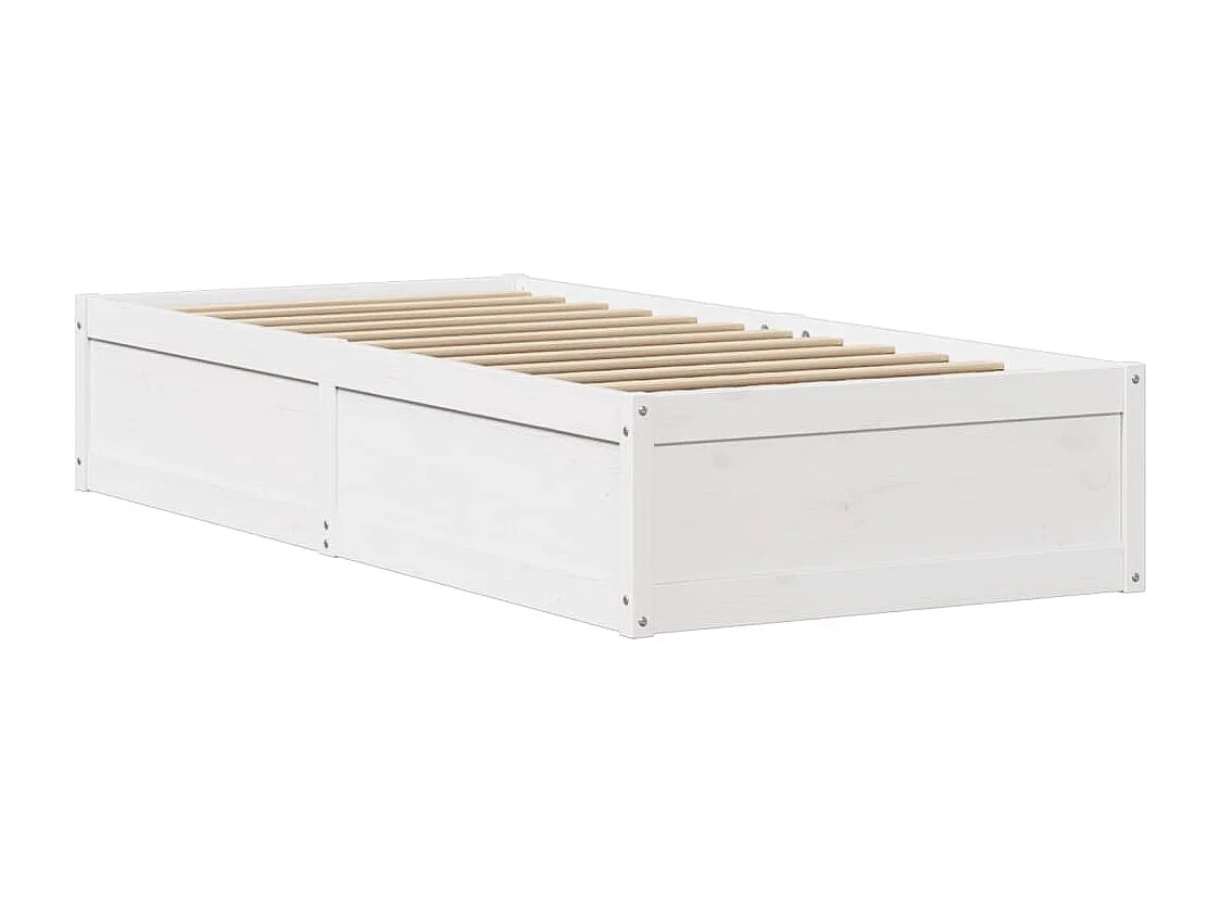 Lit simple | Lit adulte, enfant | Cadre de lit avec tête de lit blanc 75x190cm bois de pin massif