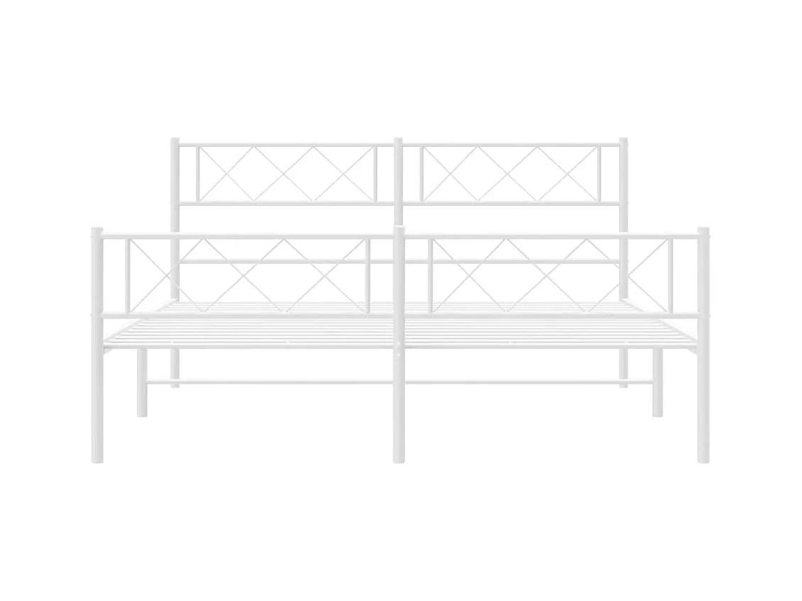 Lit double | Lit adulte | Cadre de lit métal et pied de lit blanc 140x200 cm