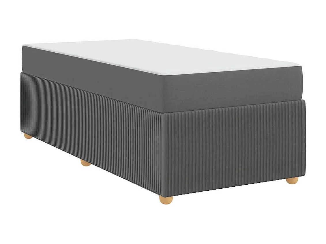 Lit simple | Lit adulte, enfant | Cadre de lit avec matelas Gris foncé 90x200 cm tissu