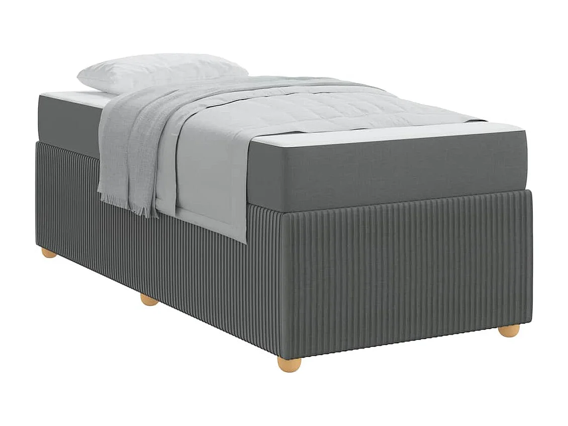 Lit simple | Lit adulte, enfant | Cadre de lit avec matelas Gris foncé 90x200 cm tissu
