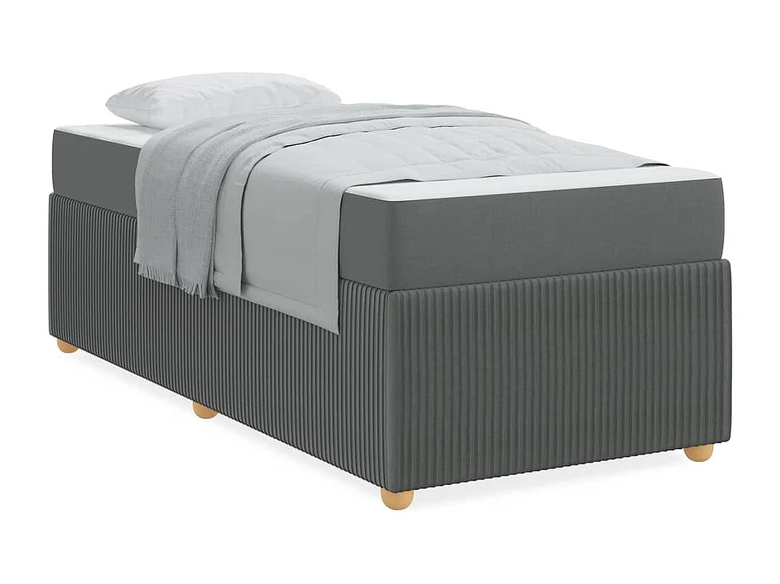 Lit simple | Lit adulte, enfant | Cadre de lit avec matelas Gris foncé 90x200 cm tissu