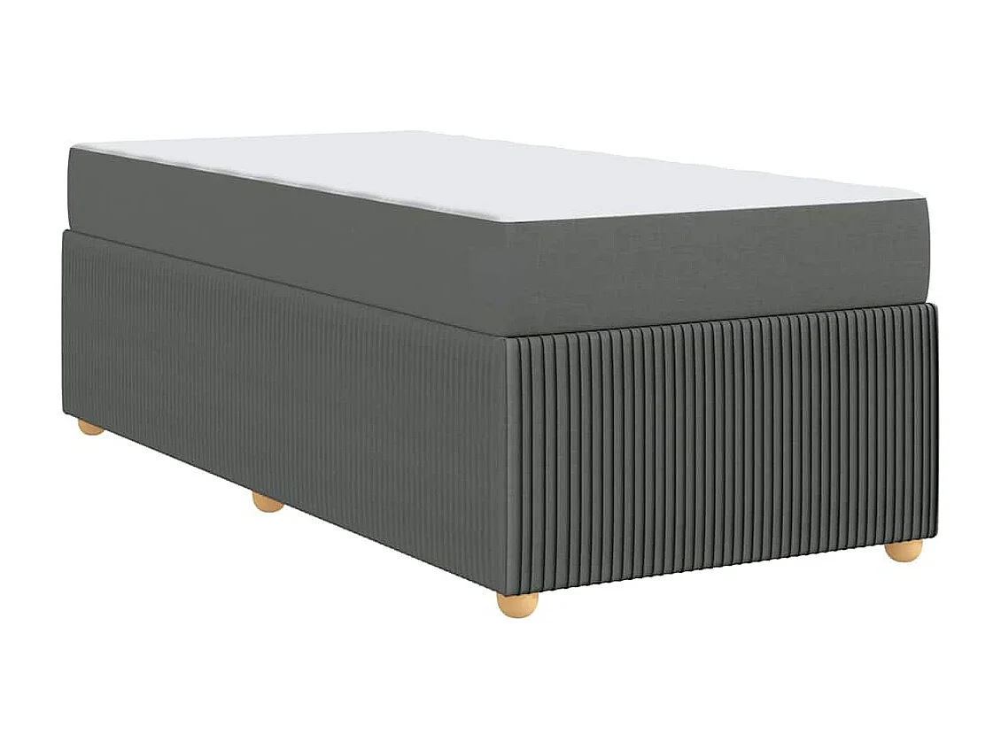 Lit simple | Lit adulte, enfant | Cadre de lit avec matelas Gris foncé 90x200 cm tissu