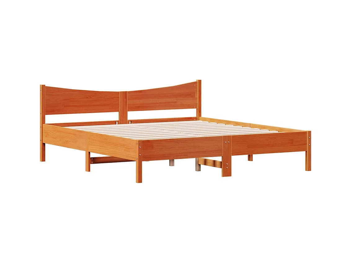 Lit double | Lit adulte | Cadre de lit cire marron 180x200cm bois pin massif