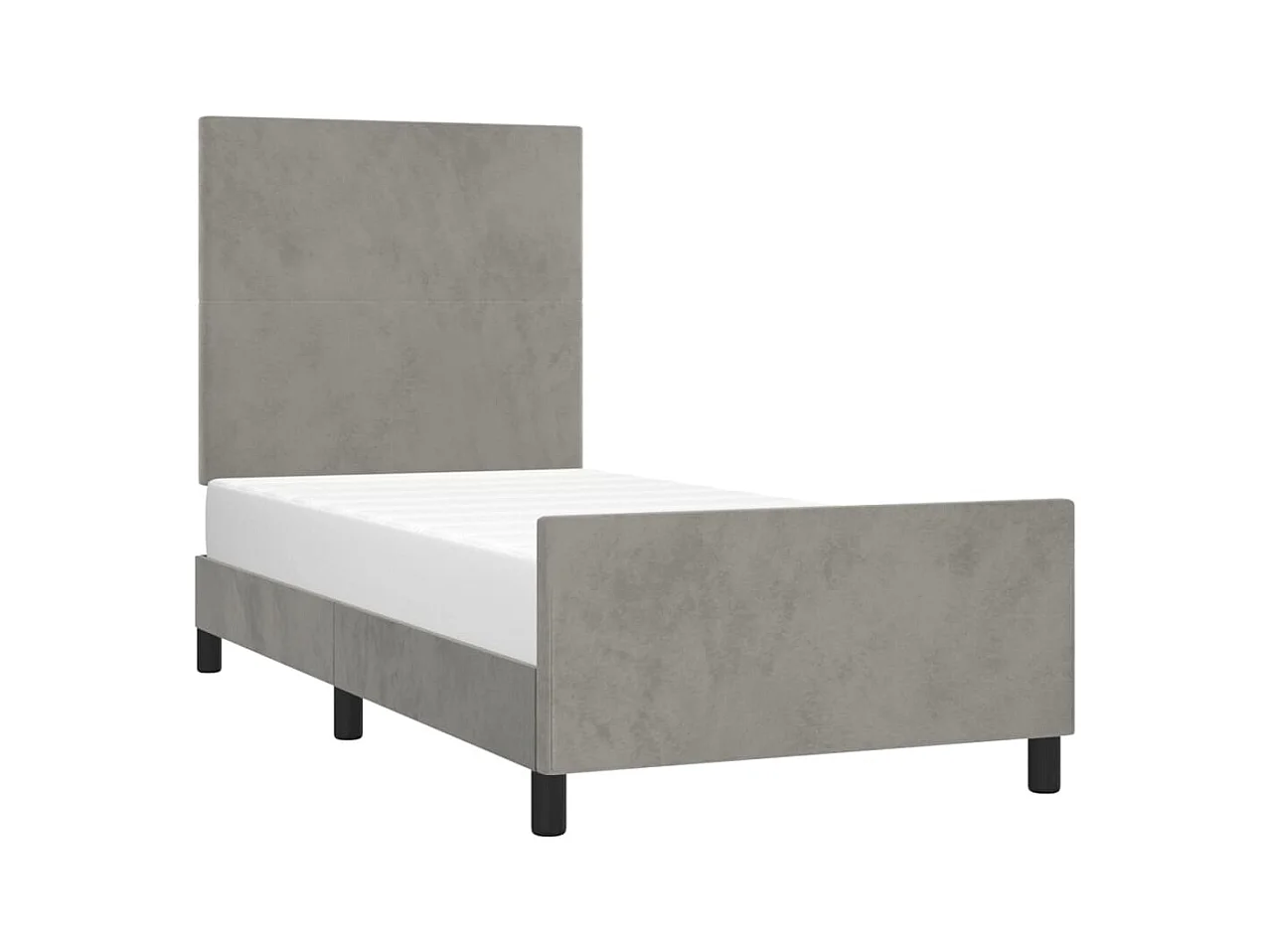 Lit simple | Lit adulte, enfant | Cadre de lit gris clair 90x200 cm velours