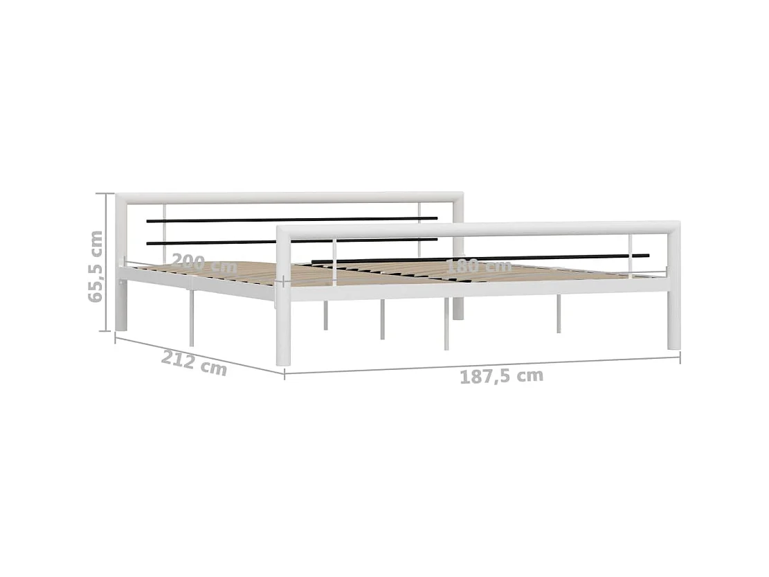 Lit double | Lit adulte | Cadre de lit blanc et noir métal 180x200 cm